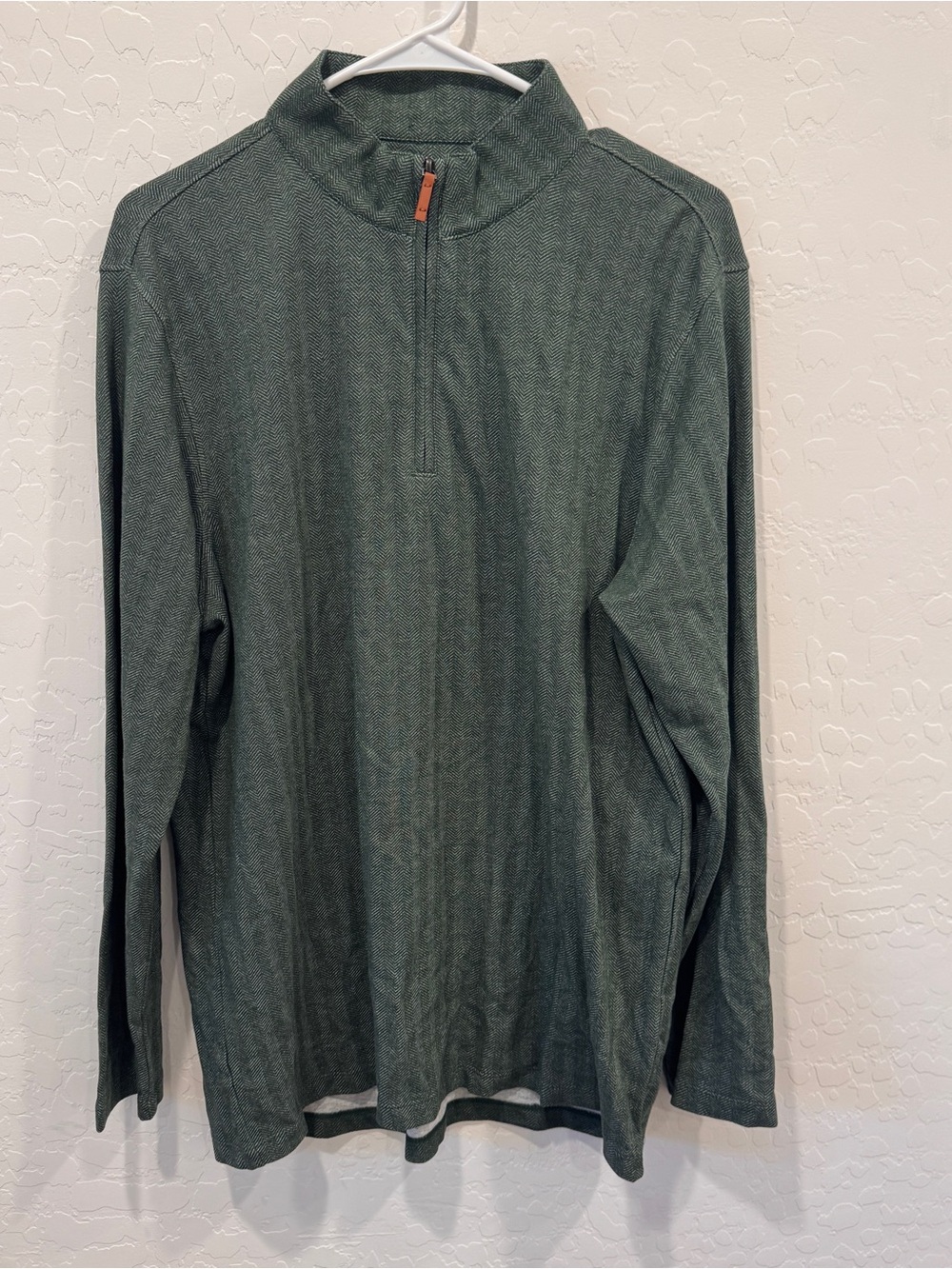 Mizzen+Main Green Quarter-Zip Long-Sleeve Pullover Sweater Mens Medium